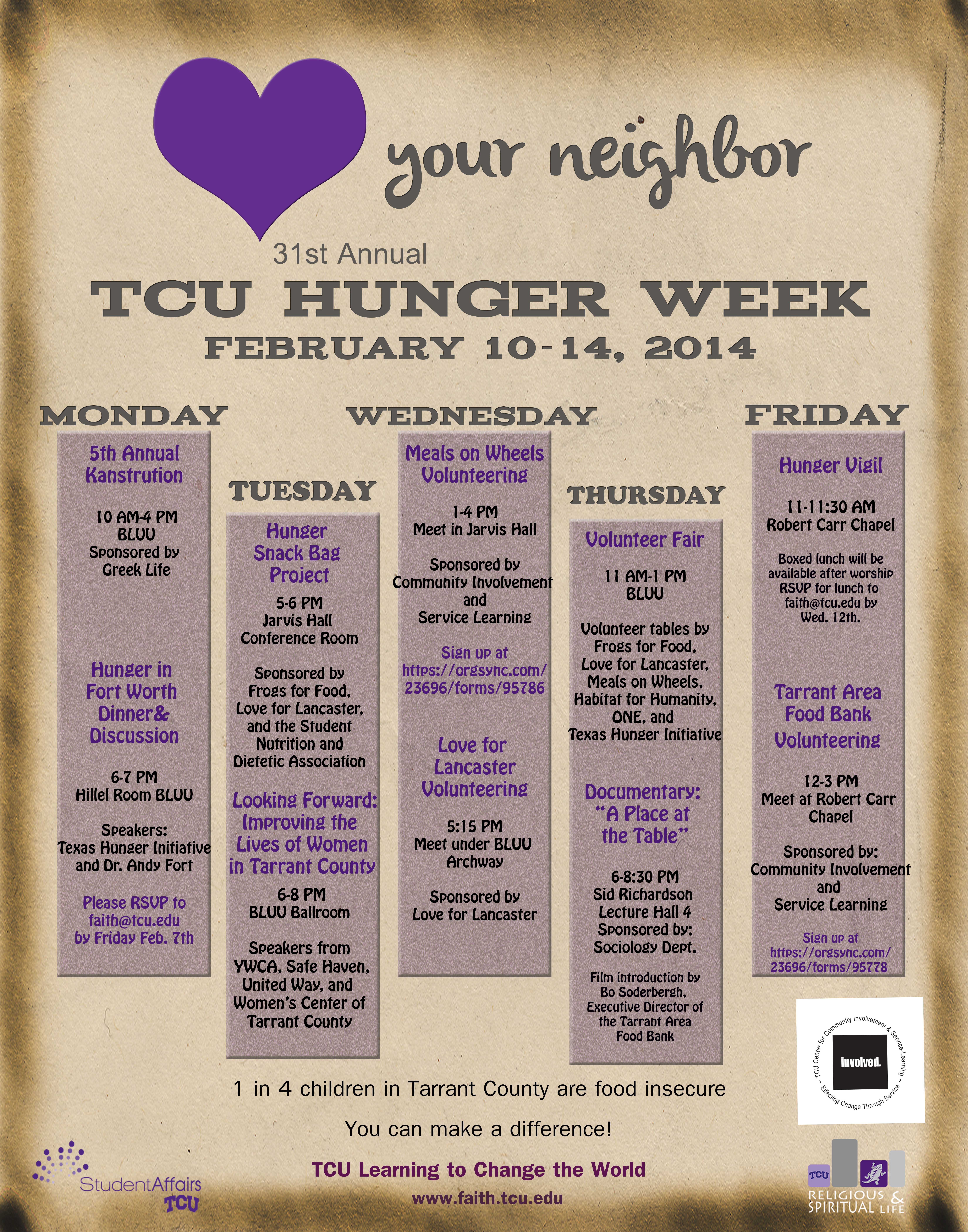 Hunger Week 2014 Love Your Neighbor